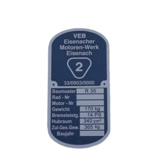 Tabliczka znamionowa EMW R35