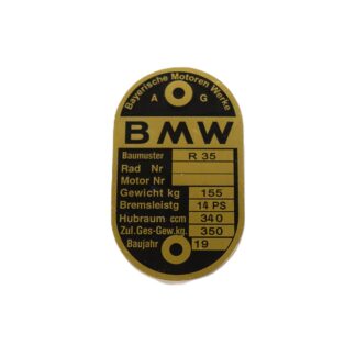 Tabliczka znamionowa BMW R35 mosiądz